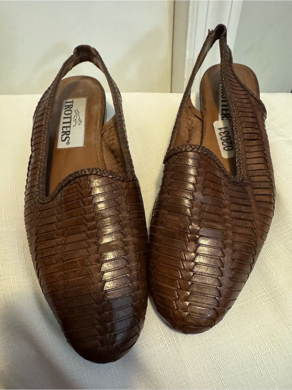 Trotters Brown Woven Leather Slingback Sandals